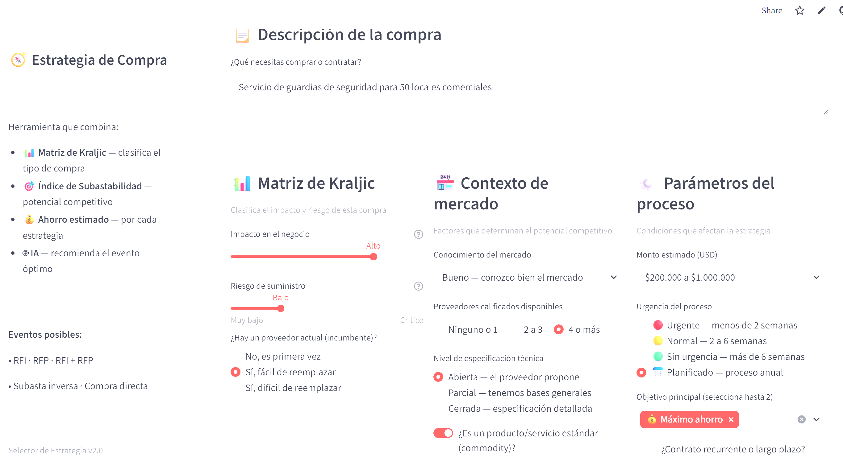 Formulario de la herramienta